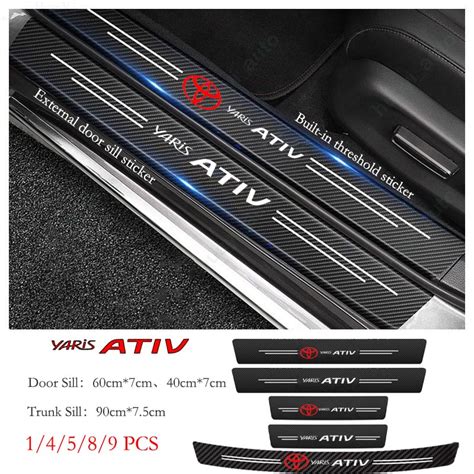 Toyota Yaris Ativ Car Door Sill Sticker Anti Scratch Carbon Fiber