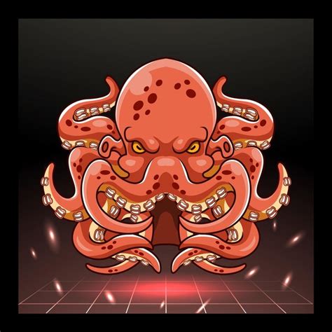 Octopus Kraken Maskottchen Esport Logo Design Premium Vektor