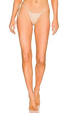 Monica Hansen Beachwear X REVOLVE Side Tie String Bikini Bottom With Crystals In Nude REVOLVE