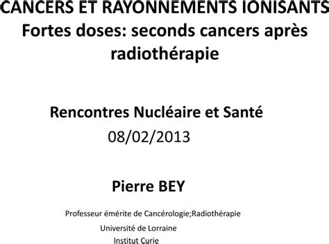 Cancers Et Rayonnements Ionisants Fortes Doses Seconds Cancers Apr S