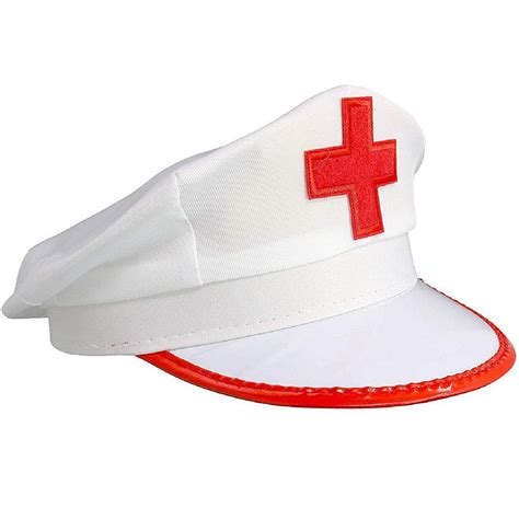 Skeleteeen White Nurse Costume Hat - Nurses Red and White Costume Cap ...