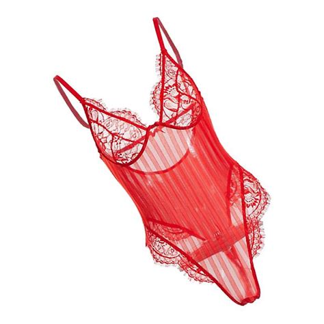 Bodysuit Lingerie Leotard L Red Fruugo Uk