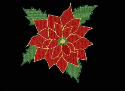 Christmas Poinsettia Machine Embroidery Design Etsy