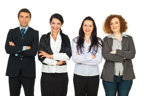 Four Business People Standing In A Line Stock Photo Image Of