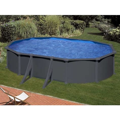 Piscine ovale acier Gré Juni Gris Anthracite 6 10 x 3 75 x 1 30 m