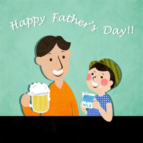 Premium Vector Father And Son Drink Beer And Milk To Celebrate Father