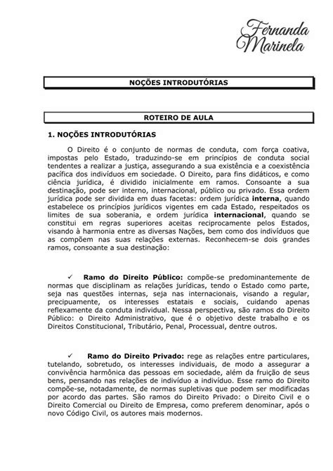 PDF NOÇÕES INTRODUTÓRIAS ROTEIRO DE AULA 1 NOÇÕES conclui