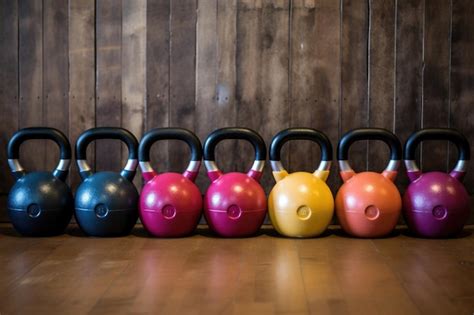 Premium AI Image | Set of kettlebells in varying sizes and colors