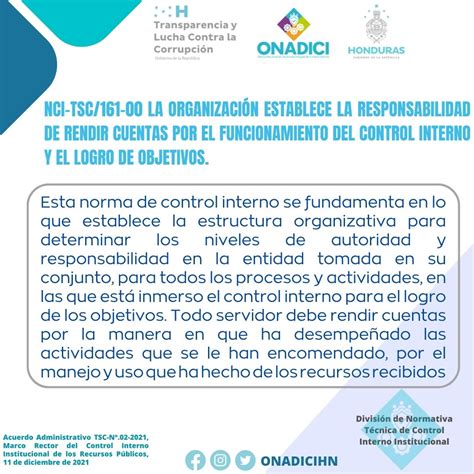 Nci Tsc La Organizaci N Establece La Responsabilidad De Rendir