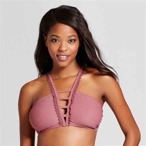 Women S Strappy Lace Bralette Bikini Top Xhilaration Primrose Mauve