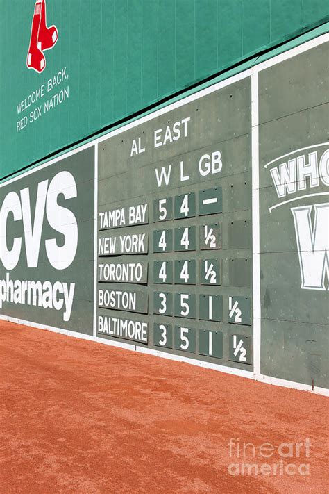 Fenway Park Green Monster Scoreboard I Photograph by Clarence Holmes ...