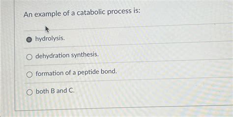 Solved An example of a catabolic process | Chegg.com