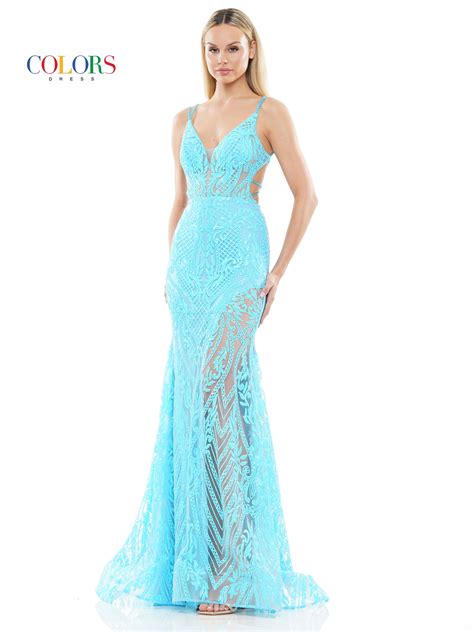 Off White Colors 3117 Long Formal Fitted Sequin Prom Dress - Prom