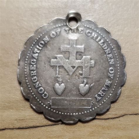 Antique Miraculous Medal From The Sodality Of The Blessed Virgin Mary