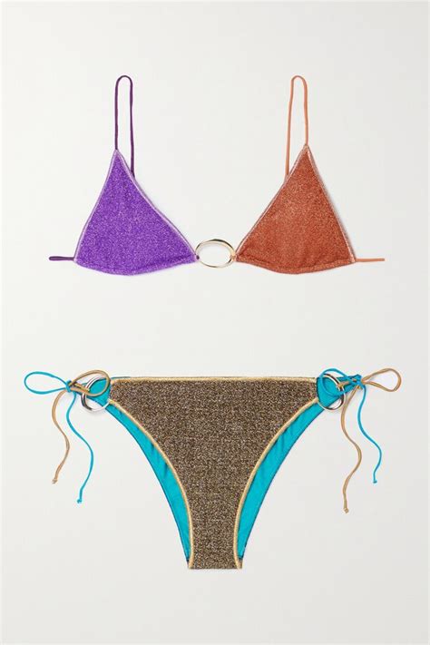Buy Oseree Lumière Embellished Triangle Bikini Metallic At 30 Off Editorialist