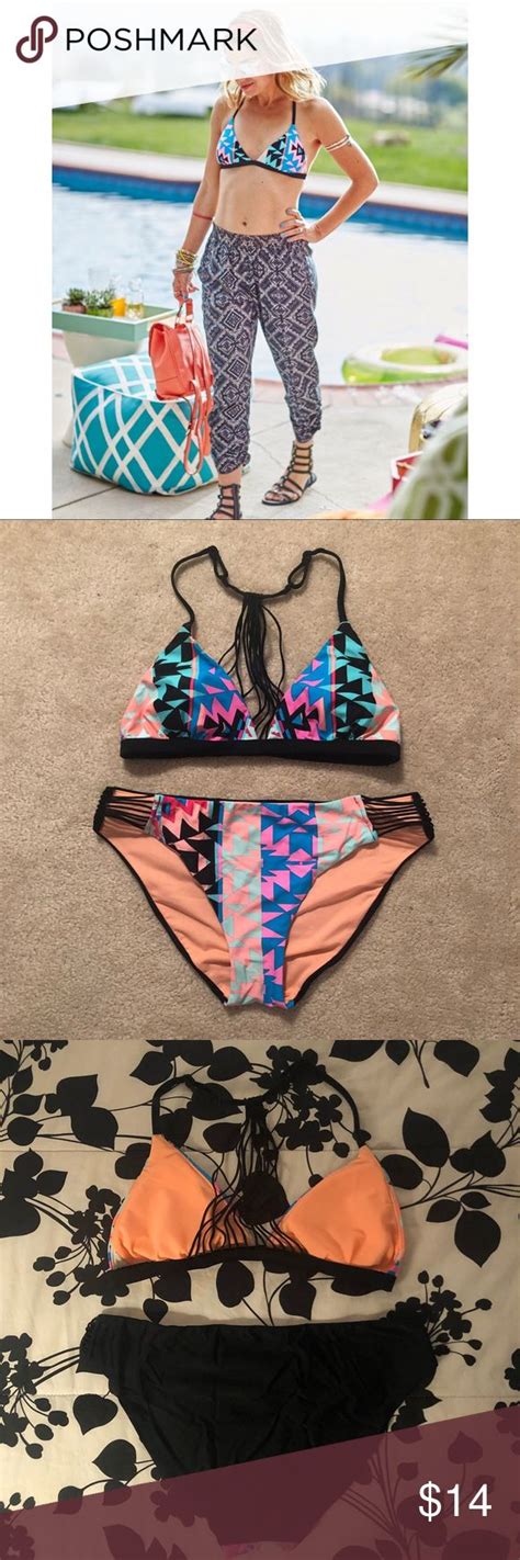 Shade Shore Bright Patterned Bikini Set Great Condition No Holes