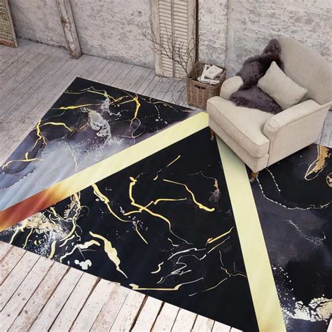 Dywan Antypo Lizgowy Nowoczesny Gold And Black Czarno Z Oty Home