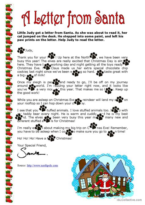 A Letter From Santa Claus English Esl Worksheets Pdf Doc