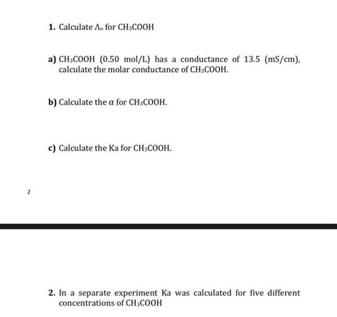 Solved Exp5 Conductance Of Electrolytes In Aqueous Chegg