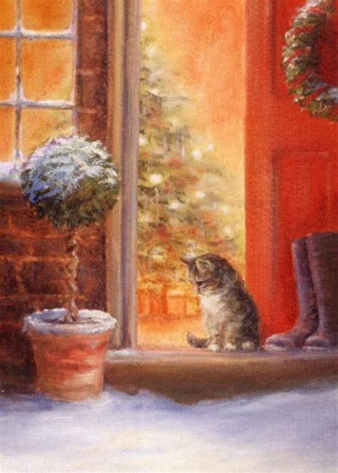 Christmas Illustration Deck The Halls Christmas Cats Borders Poster