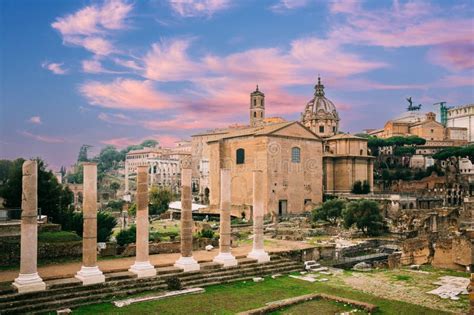 Rome Italy Temple Of Peace And Basilica Aemilia In The Roman Forum