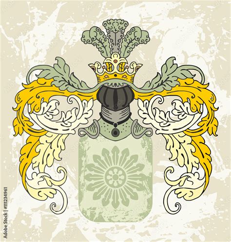 Medieval coat of arms with knight helmet Stock Vector | Adobe Stock