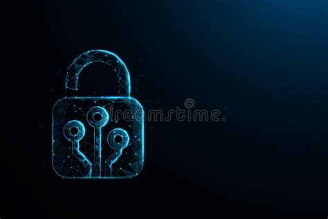 Cyber Security Concept Lock Symbol From Lines And Triangles Point