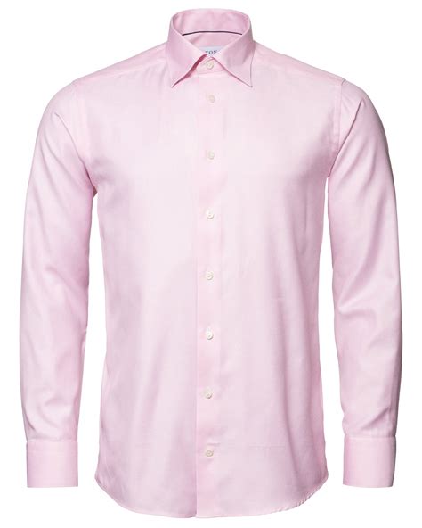 Eton Shirts Mens Lyocell Textured Stretch Shirt Pink