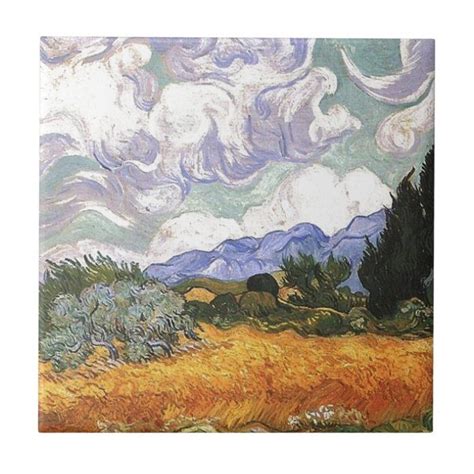 Wheat Field With Cypress By Van Gogh Tile Zazzle Vincent Van Gogh