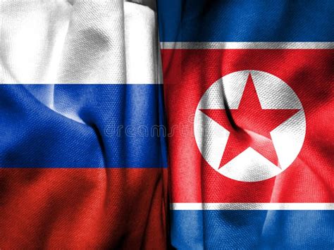 Bandera Rusa Y Bandera De Corea Del Norte Compuesta De Sillas Foto De