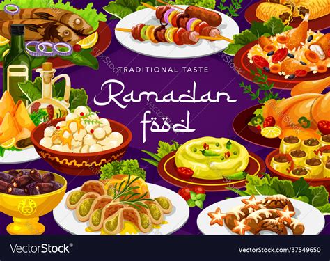 Ramadan food iftar eid mubarak and islam cuisine Vector Image