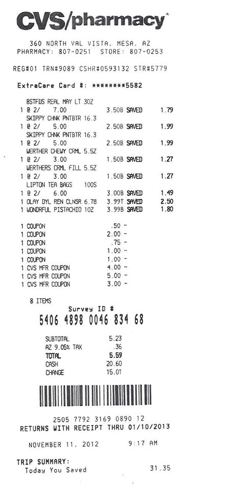 Cvs Receipt Template