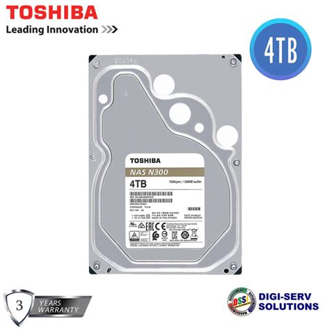 Toshiba N300 4TB NAS Hard Drive (HDWG440UZSVA) 3.5" SATA, 7200RPM 256MB, 24/7 operation ...