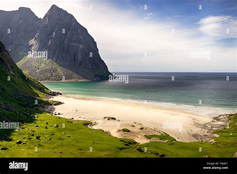 Kvalvika Beach Lofoten Islands Norway Stock Photo Alamy