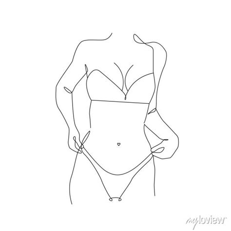 Female Figure One Line Art Prints Nude Line Drawing Naked Body Wall Mural Murals Graphic