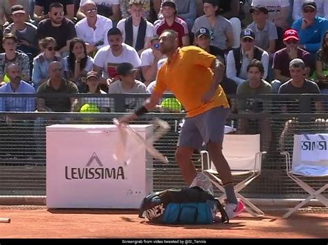 Nick Kyrgios Smashes Racquet Throws Chair Before Storming Off Court