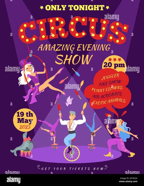 Cartoon Circus Show Poster Invitation With Different Performers