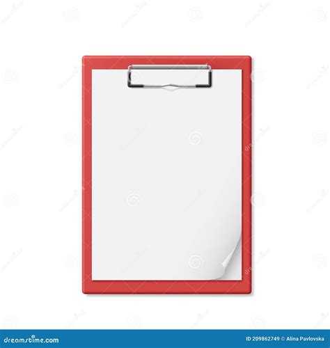 Red Clipboard With A Few Sheets Of Paper Realistic Style Stock Vector