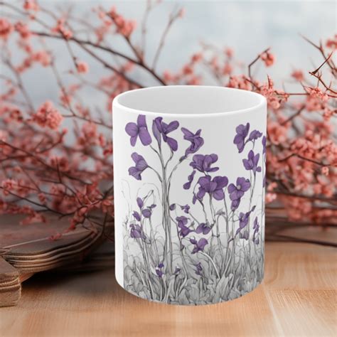 February Birth Flower Violets Floral Design Mug 11 Oz Mug T For