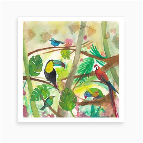 Tropical Birds Art Print by The Cosmic Whale - Fy