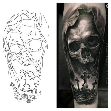 Grim reaper cemetery tattoo stencil | Tattoo design book, Tattoo outline drawing, Cool tattoo ...