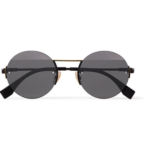 Fendi Round Frame Metal Sunglasses Black Fendi