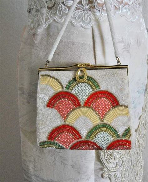 Fabulous Katawaguruma Beaded Bag Wedding Purse Handbag Japanese Clutch