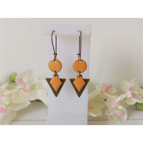 Kit de boucles d oreilles pendentif triangle bronze et sequins émail