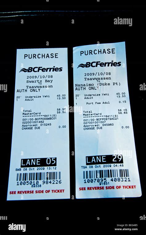 B.C. Ferry Tickets Stock Photo - Alamy