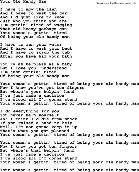 Dolly Parton Song Your Ole Handy Man Lyrics