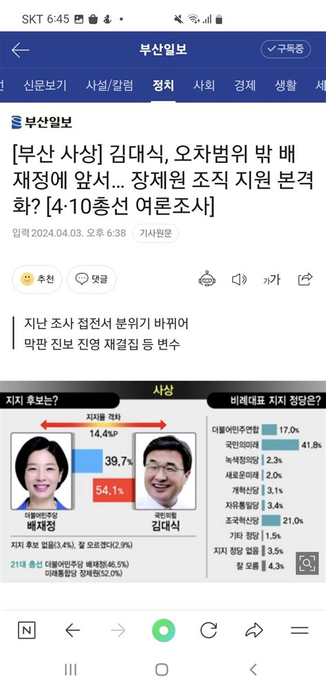 부산 여론조사 Ksoi 일부만 정치시사 에펨코리아