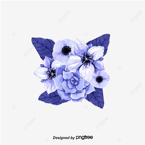 Dark Floral PNG Transparent, Vector Dark Blue Floral Decorations ...