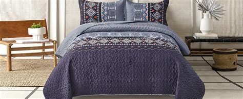 Amazon Wongs Bedding Boho Quilt Set Full Pcs Navy Blue Quilt