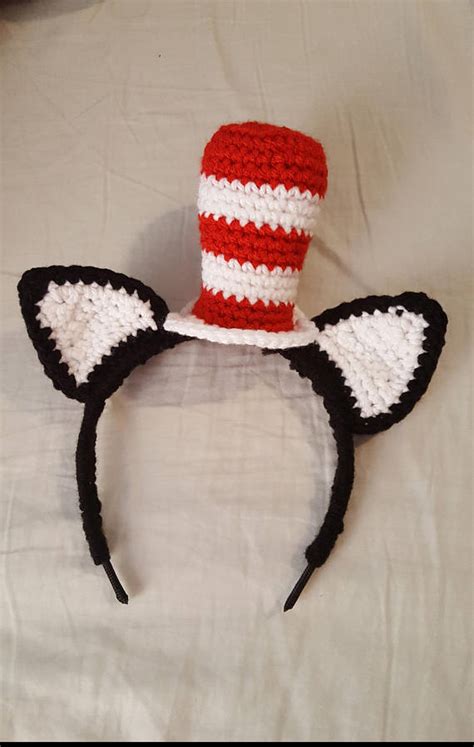 Cat In The Hat Headband Dr Seuss Dr Seuss Day Hat Photo Prop Crochet Headband Cat In The